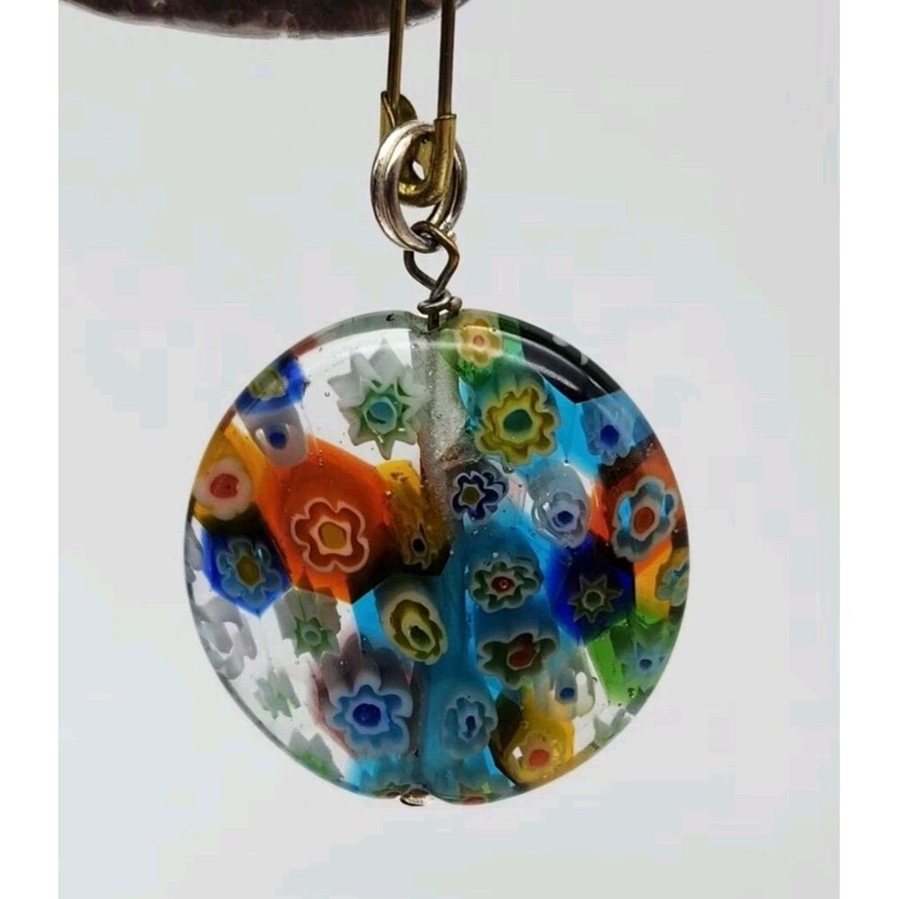 Murano Glass Millefiori Necklace   Pendant Round. Multi-Colored